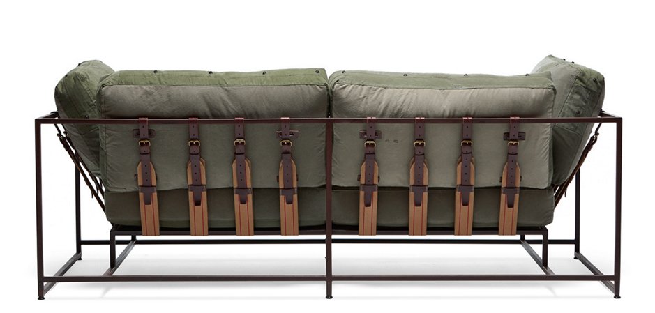 Двухместный диван Olive Military Two Seat Sofa Двухместный диван Olive Military Two Seat Sofa - Loft-Concept в Перми
