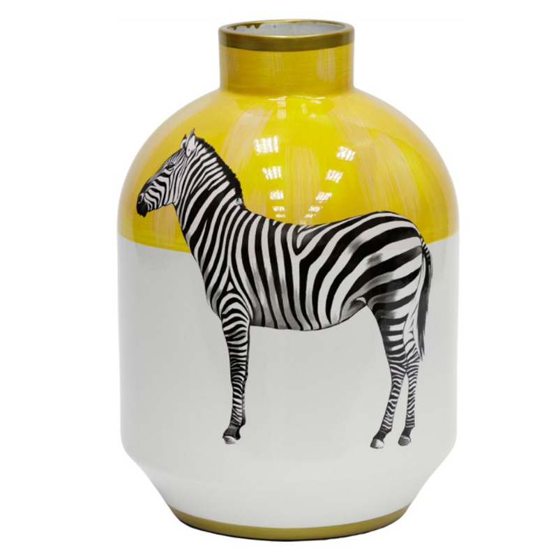 Ваза Zebra Vase white and yellow Белый Желтый Черный Золотой в Перми | Loft Concept 