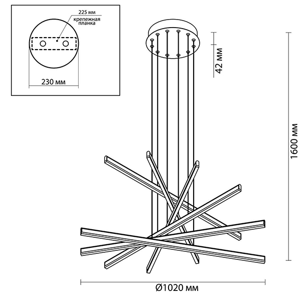 Люстра Rolf Six Black Lines Chandelier в Перми