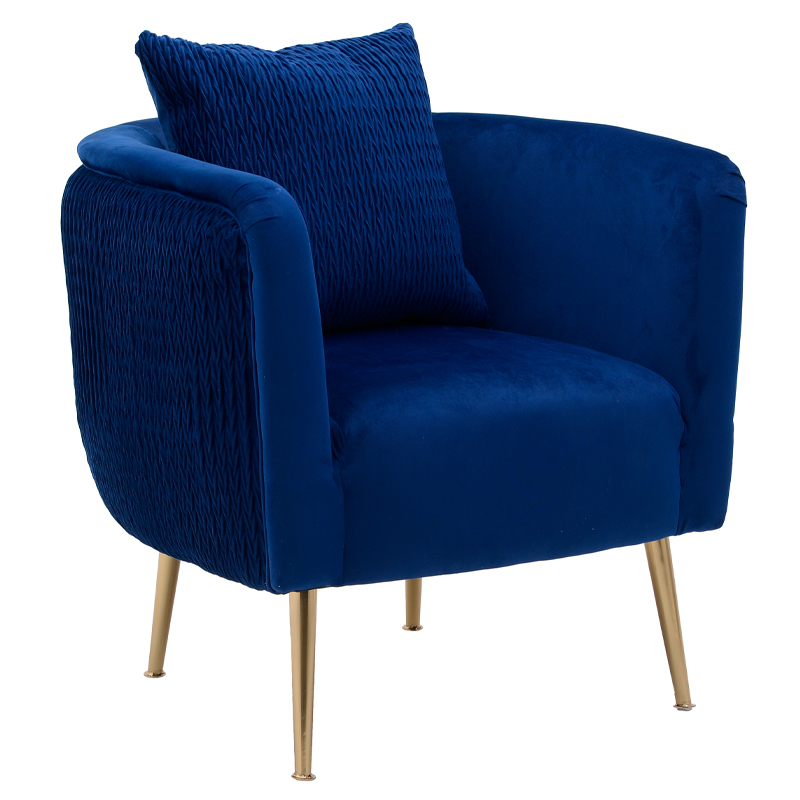 Кресло Yvette Armchair Blue Синий Глянцевое золото в Перми | Loft Concept 