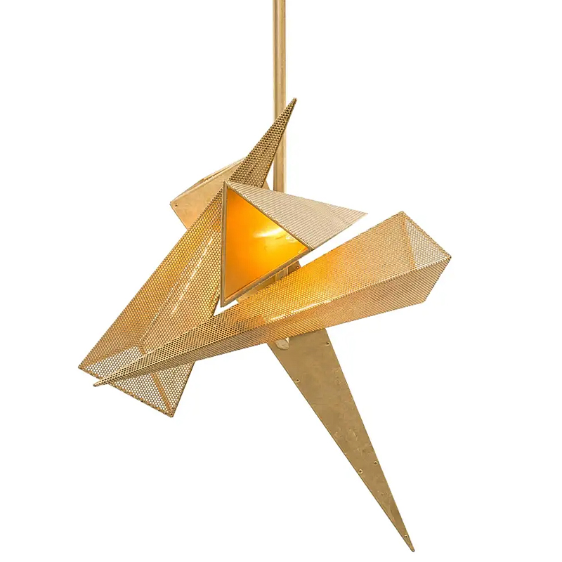 Люстра Susan Hornbeak TRYSTAN CHANDELIER - Gold Leafed Perforated Steel Pyramids Gold Золотой в Перми | Loft Concept 