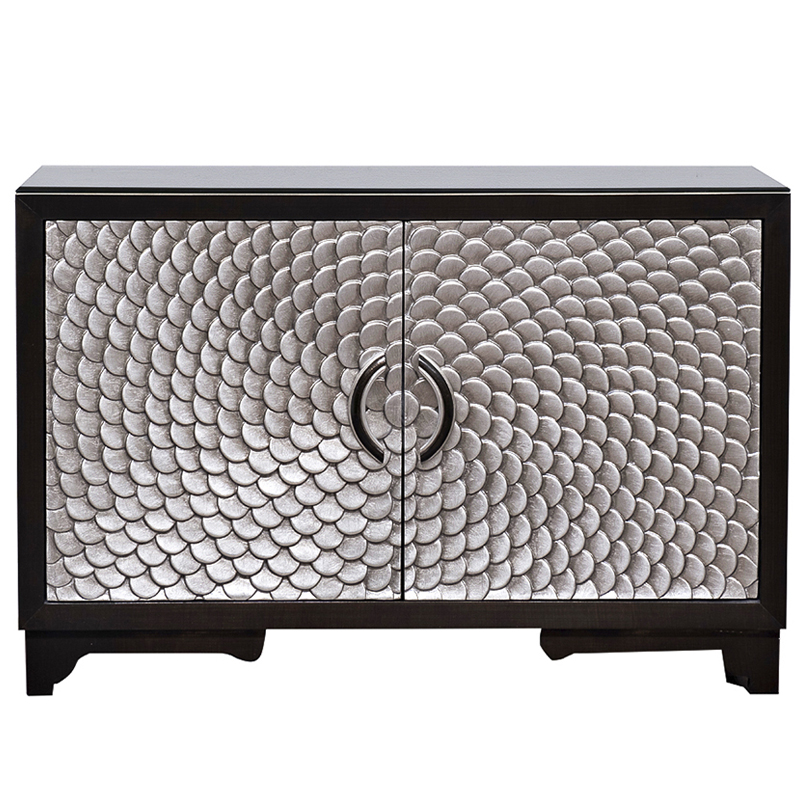 Комод с рельефным орнаментом Рыбья чешуя Fish scales Chest of drawers Черный Серебряный в Перми | Loft Concept 