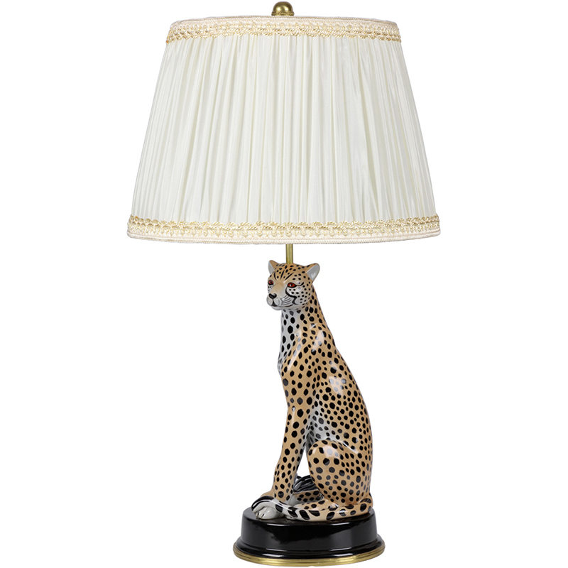 Настольная лампа с абажуром Leopard Table Lamp Кремовый Коричневый Черный в Перми | Loft Concept 