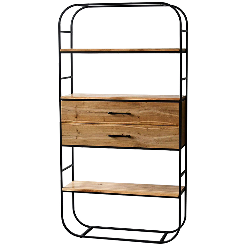 Стеллаж Glenn Industrial Metal Rust Two Drawers Rack Древесина Черный в Перми | Loft Concept 