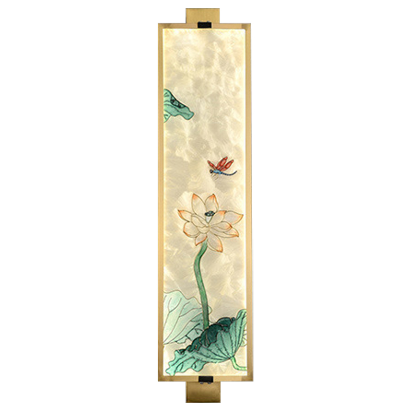 Настенный светильник Lotus Flower and Dragonfly Oriental Scenes Wall Lamp Золотой Бежевый Мульти Настенный светильник Lotus Flower and Dragonfly Oriental Scenes Wall Lamp Золотой Бежевый Мульти в Перми | Loft Concept