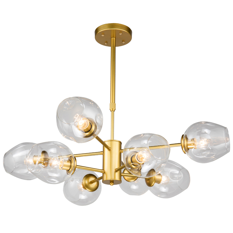 Люстра Branching Bubble Chandelier gold 8 Глянцевое золото Прозрачный в Перми | Loft Concept 