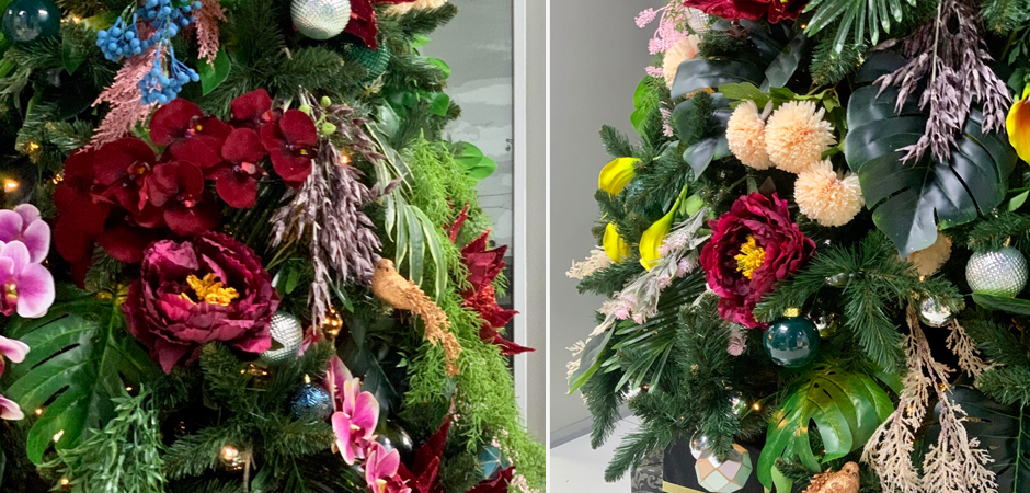 Ель Дизайнерская украшенная тропическими Цветами Christmas tree Tropical Flowers Ель Дизайнерская украшенная тропическими Цветами Christmas tree Tropical Flowers - Loft-Concept в Перми
