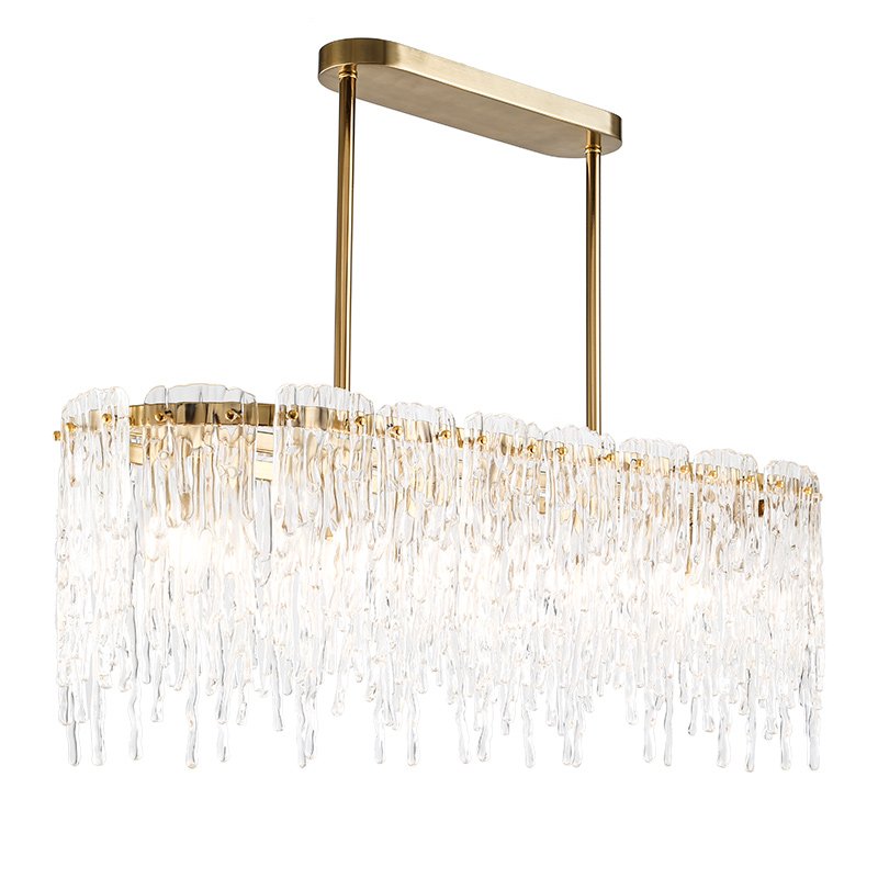 Люстра Cold Heart Chandelier Rectangle Золотой Прозрачное Стекло в Перми | Loft Concept 