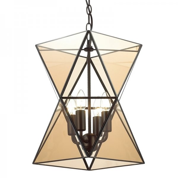 Люстра PolyPyramid Glass Pendant 4 Cognac Прозрачный в Перми | Loft Concept 