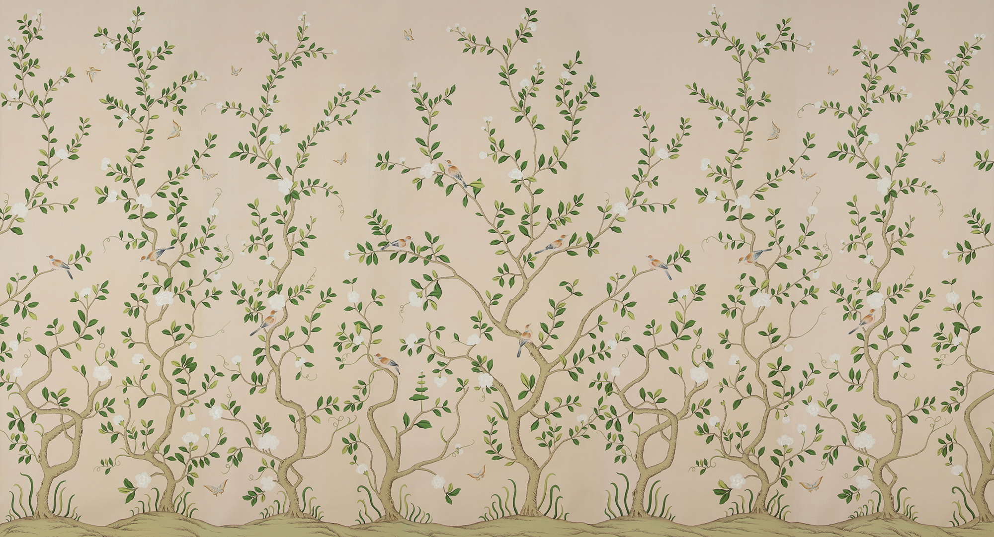 Обои ручная роспись Gustavian Garden Spring on Gentleman's Pink dyed paper Обои ручная роспись Gustavian Garden Spring on Gentleman's Pink dyed paper - постер Loft-Concept в Перми