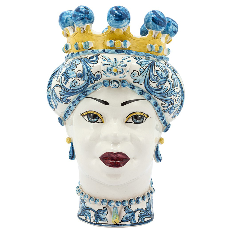 Ваза VASE MORO LADY CROWN blue Желтый Синий в Перми | Loft Concept 