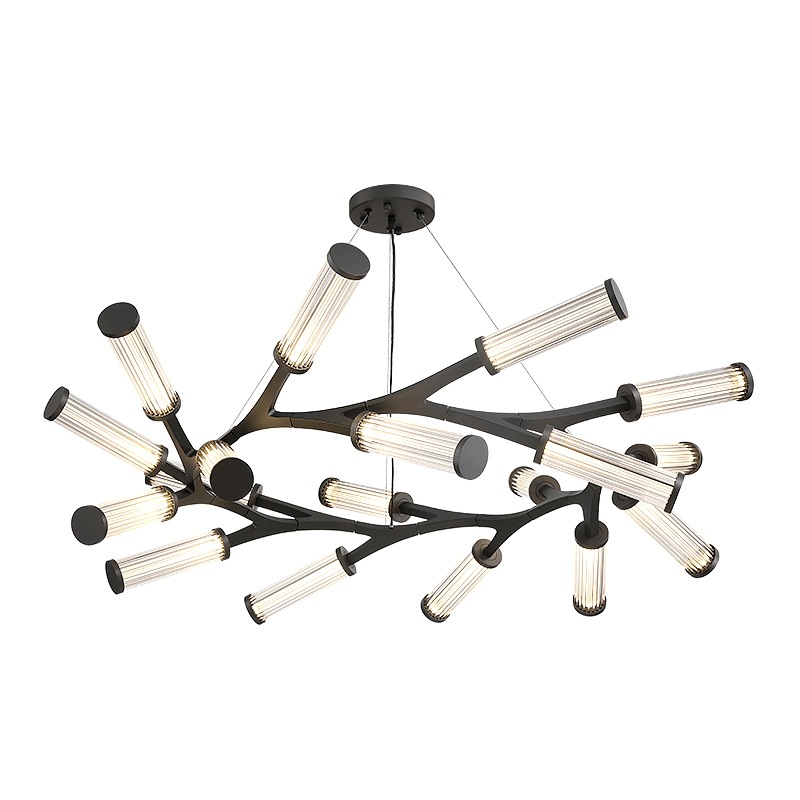 Люстра Cylinder Branches Chandelier Ring Black Черный Прозрачный в Перми | Loft Concept 