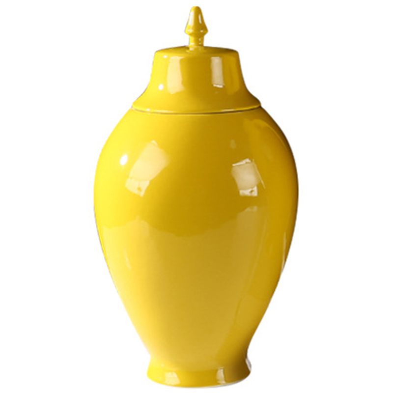 Ваза с крышкой Ceramic Yellow Vase Желтый в Перми | Loft Concept 