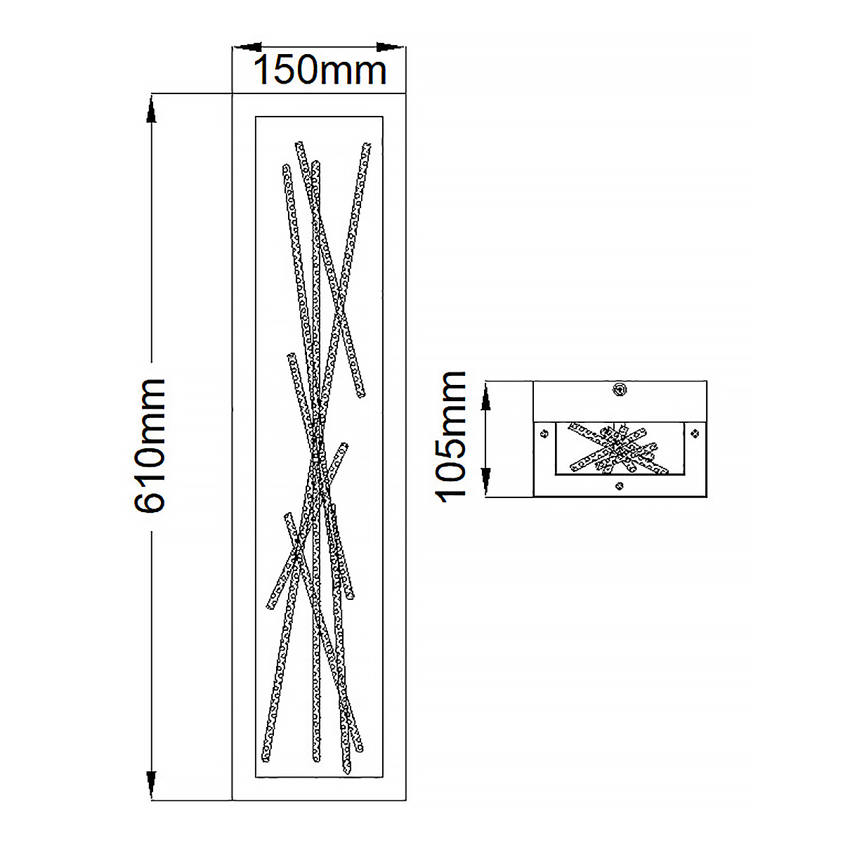 Бра в прямоугольной черной рамке с декором в виде ветвей в золотой отделке Hinkley в Перми