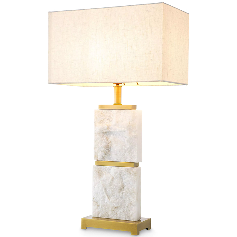 Настольная лампа Eichholtz Table Lamp Newton L Marble Кремовый Латунь Белый Мрамор Bianco в Перми | Loft Concept 