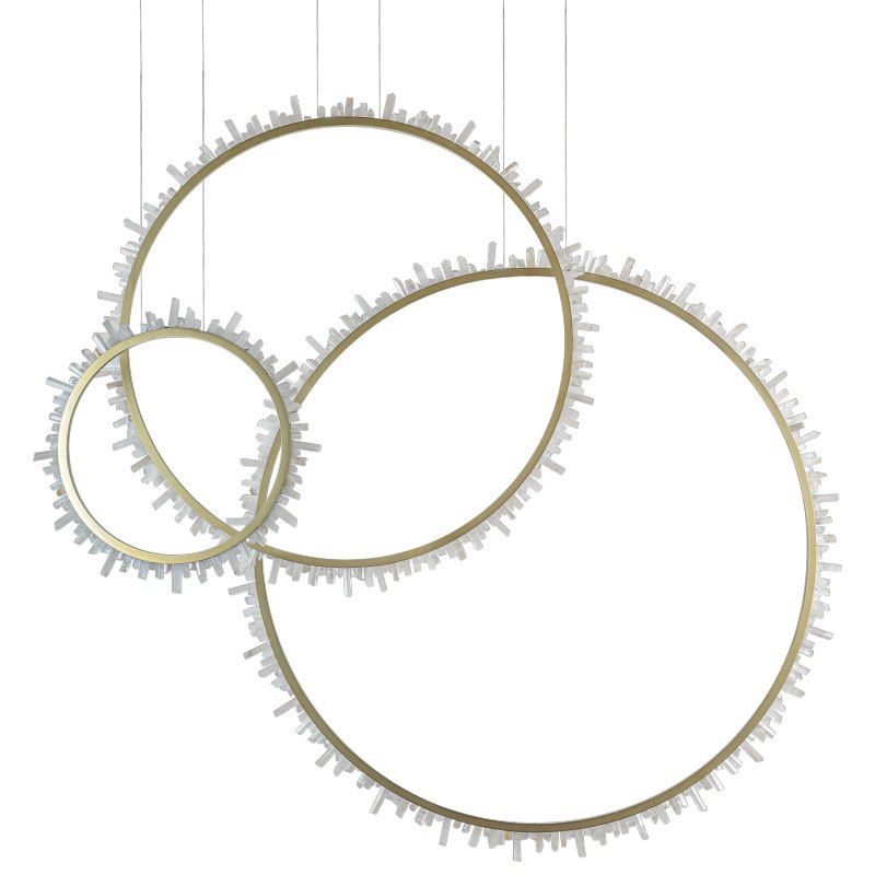 Люстра три кольца Vertical Crystal Gold Rings Chandelier Золотой Белый в Перми | Loft Concept 