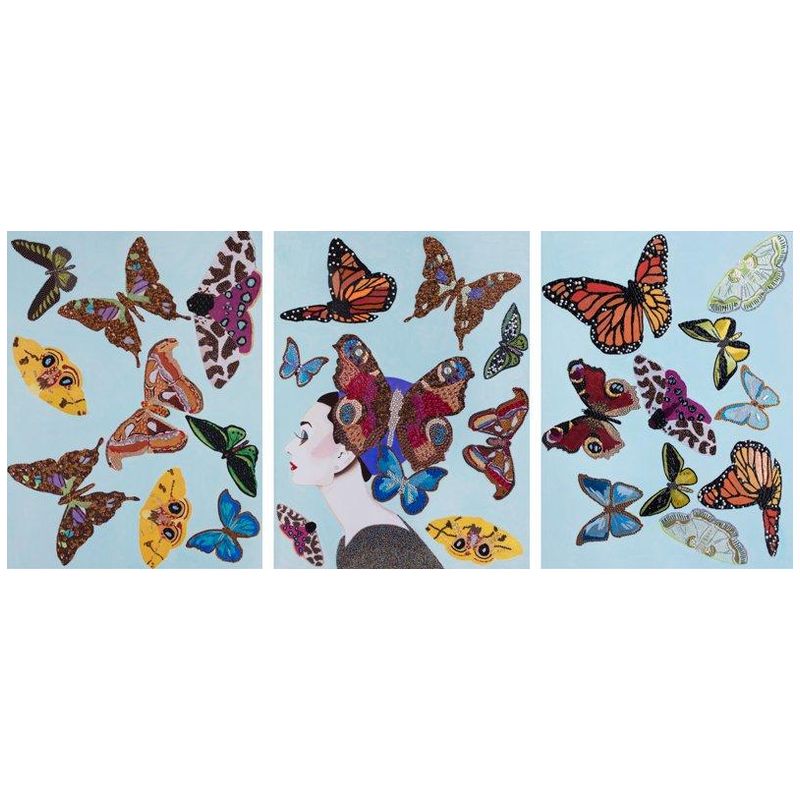 Картина Audrey with Swarming Butterflies Triptych Мульти в Перми | Loft Concept 