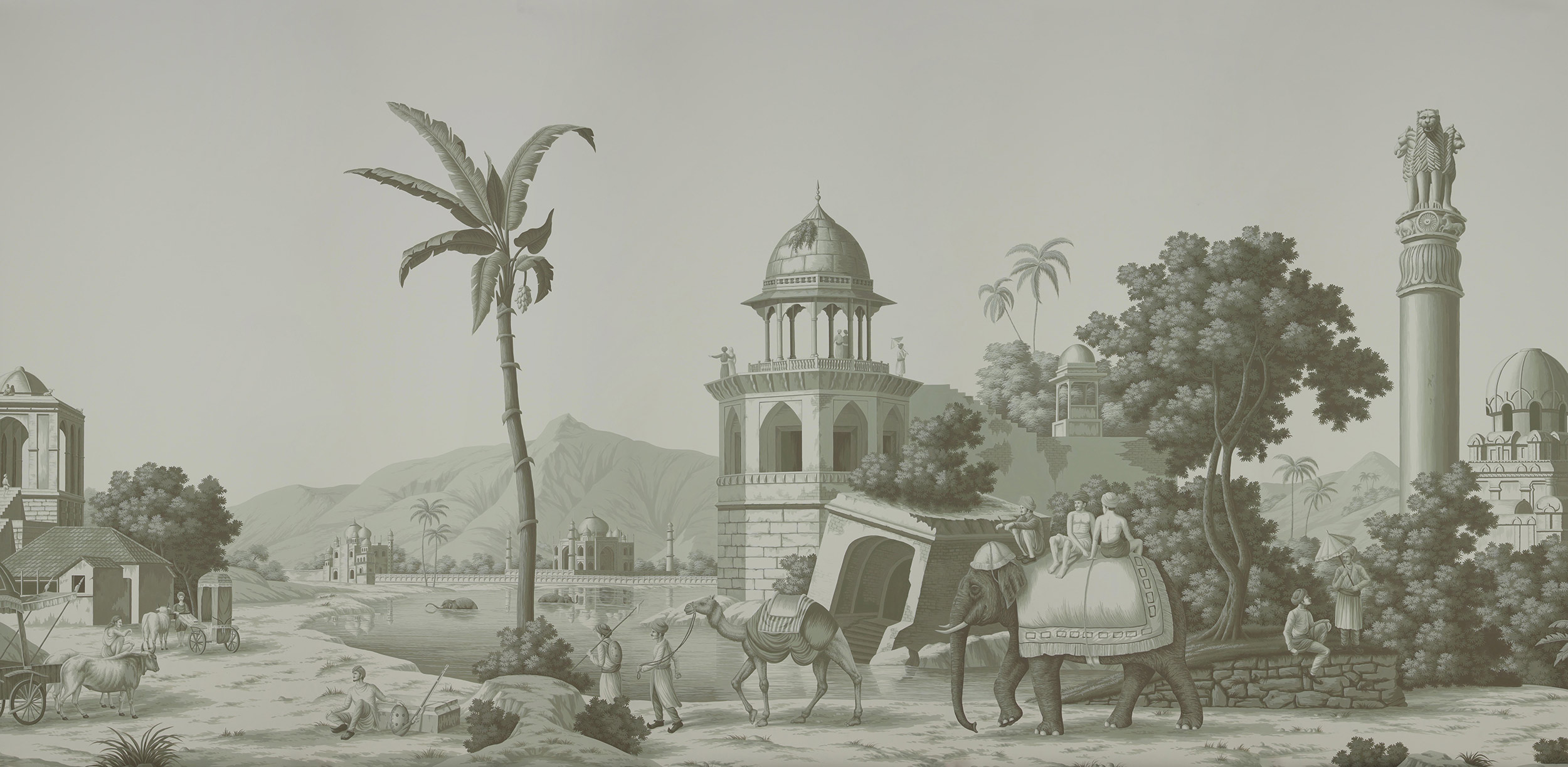 Обои ручная роспись Early Views of India Crystal Grey on scenic paper Обои ручная роспись Early Views of India Crystal Grey on scenic paper - постер Loft-Concept в Перми
