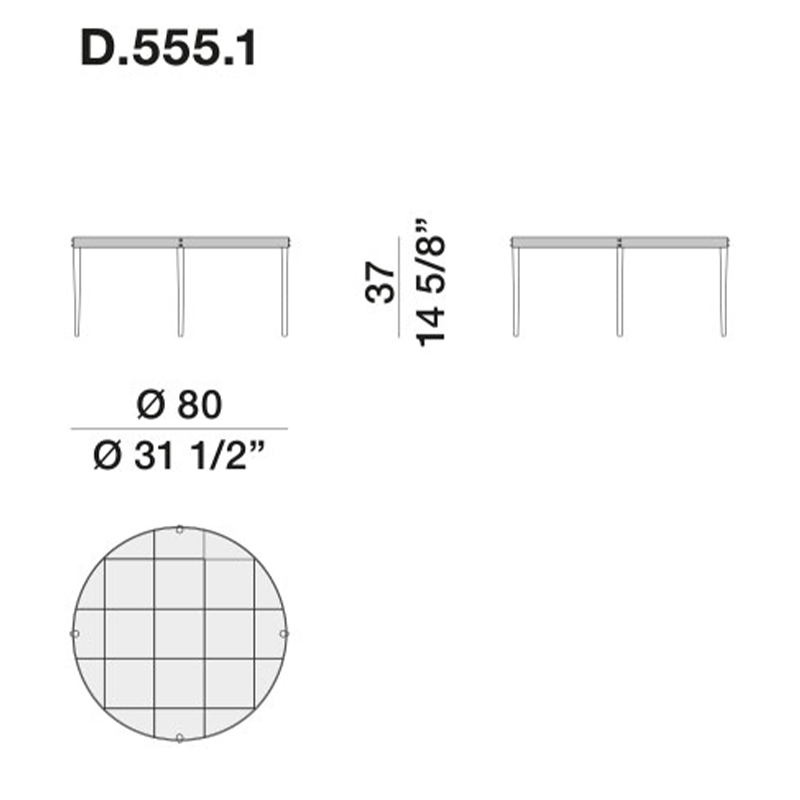 Дизайнерский круглый кофейный стол со стеклянной столешницей Gio Ponti D.555.1 Coffee Table в Перми