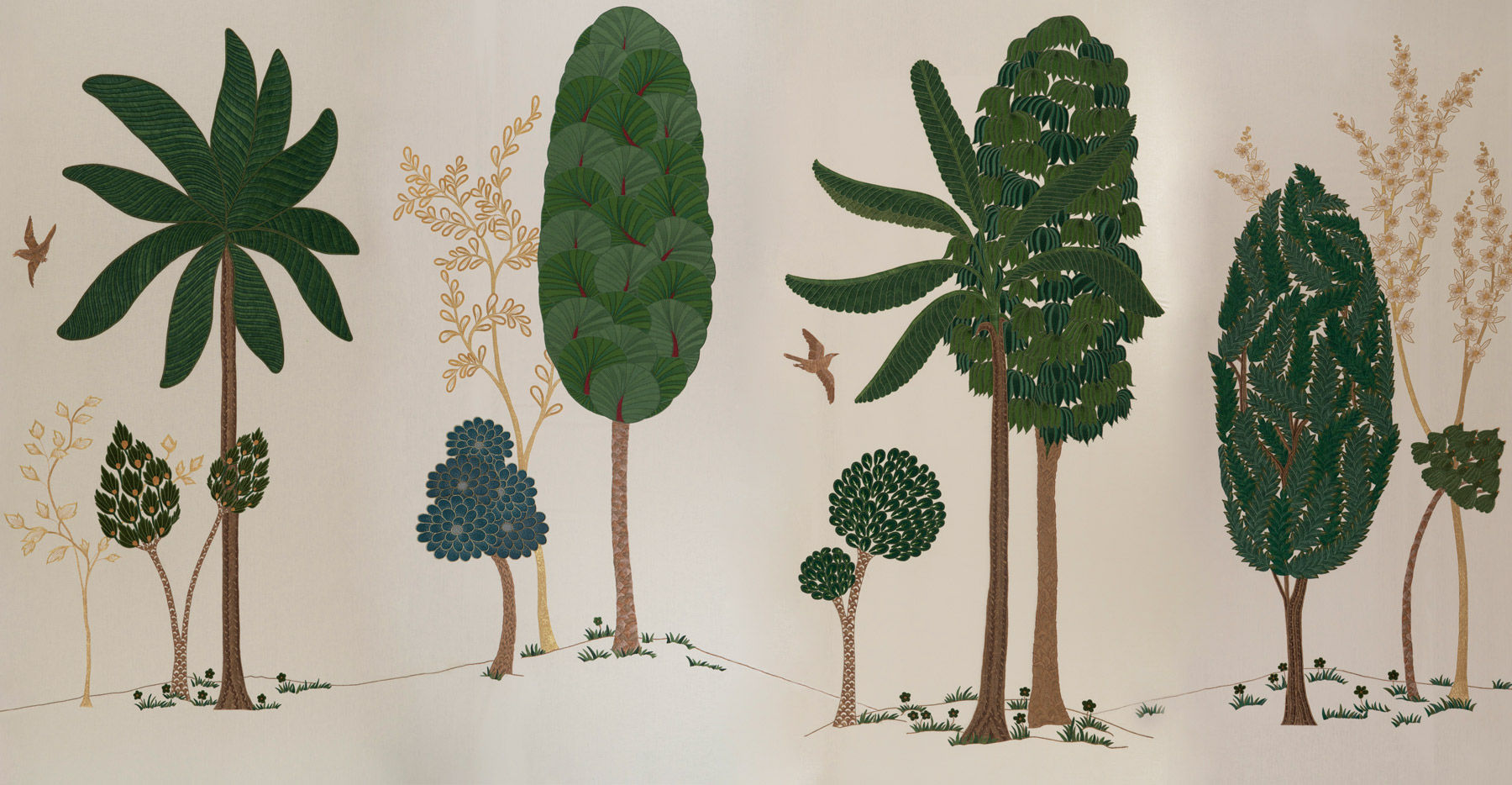 Обои ручная роспись Mughal Trees Original colourway on linen - постер Loft-Concept в Перми