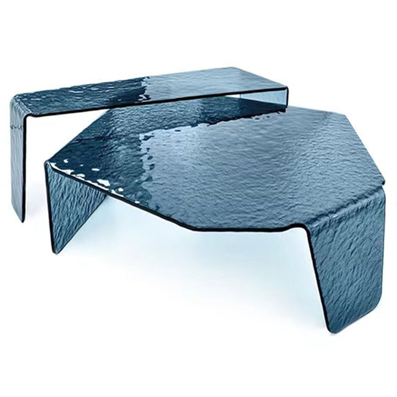 Комплект кофейных столиков Water Surface Glass Coffee Tables Синий в Перми | Loft Concept 