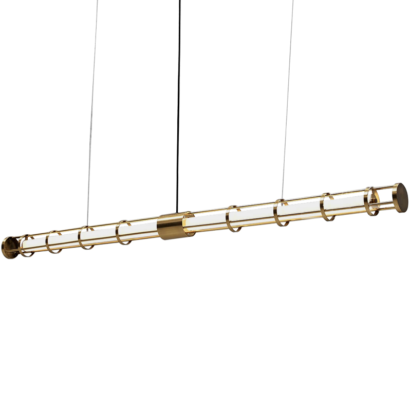 Линейный подвесной светильник Awais Rigs Linear Hanging Lamp Золотой Белый в Перми | Loft Concept 