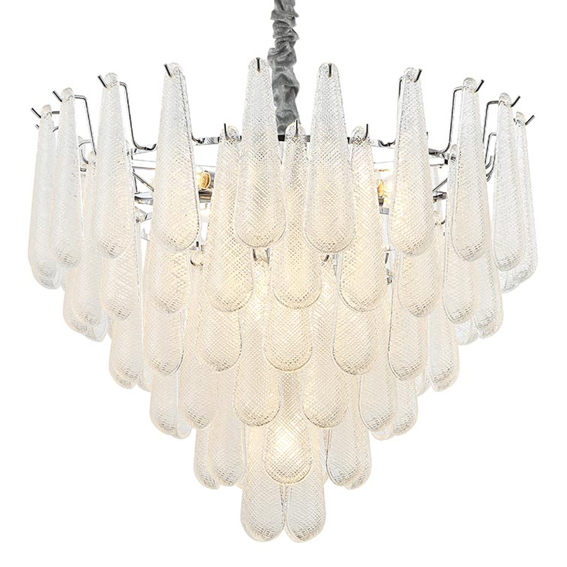 Люстра Textured Glass Drops Chandelier 19 Белый Хром в Перми | Loft Concept 