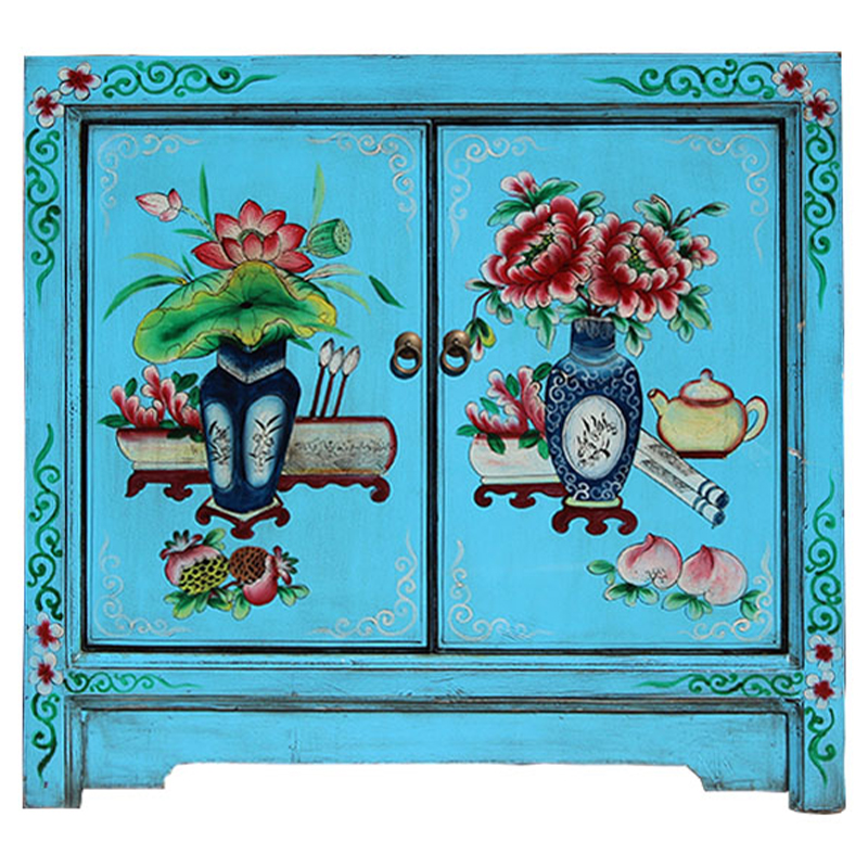 Бирюзовый комод в Китайском стиле ручная роспись Chinese Chest of Drawers Бирюзовый Мульти Бирюзовый комод в Китайском стиле ручная роспись Chinese Chest of Drawers Бирюзовый Мульти в Перми | Loft Concept