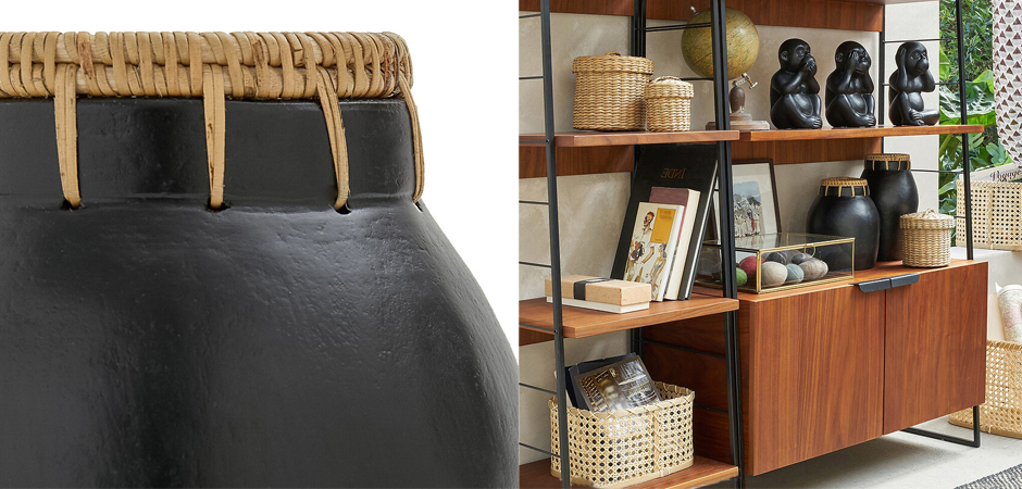 Ваза Ceramic Vase & Rattan D17 Ваза Ceramic Vase & Rattan D17 - Loft-Concept в Перми
