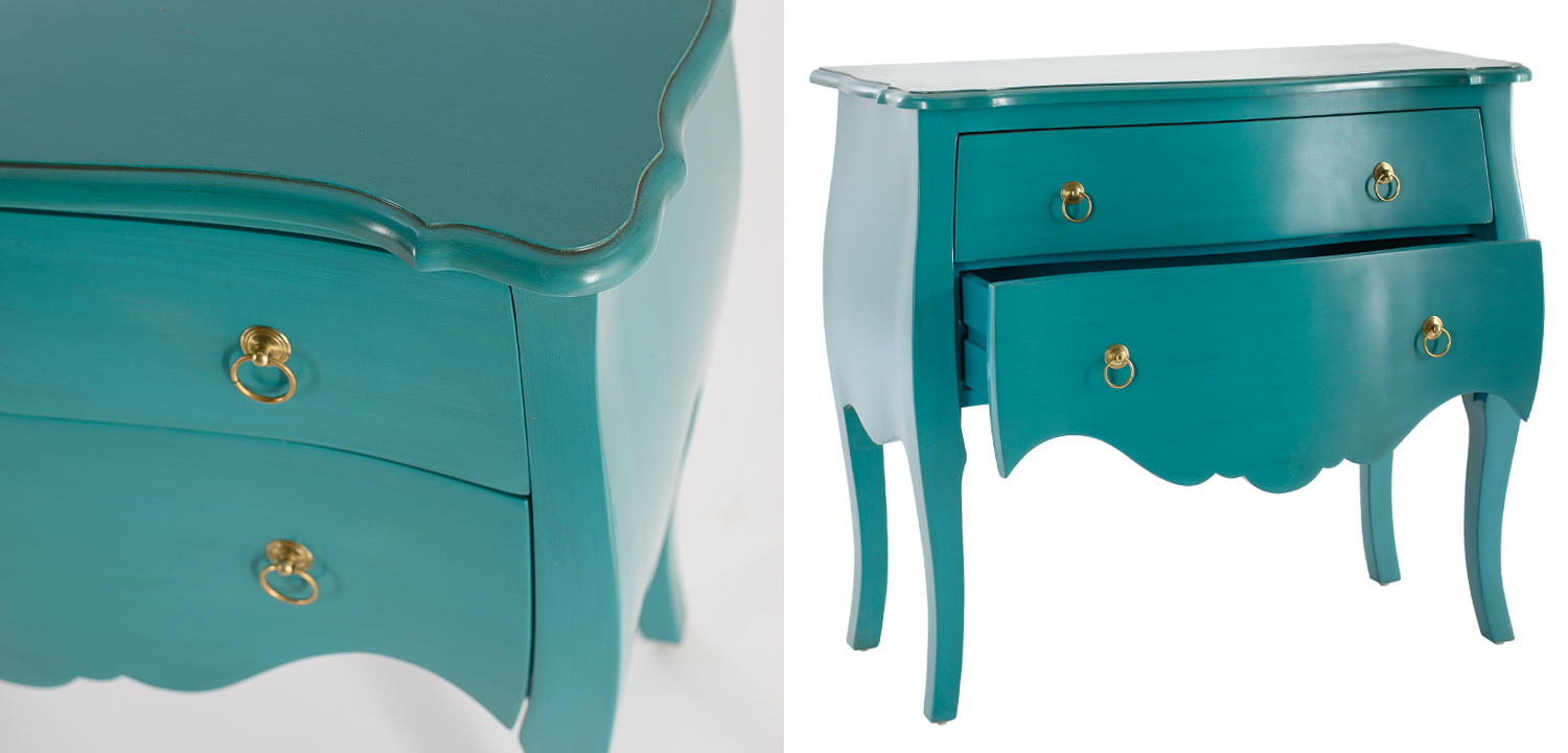 Комод с изогнутыми ножками L.XV CHEST OF DRAWERS Marcelle Тёмно-бирюзовый - фото