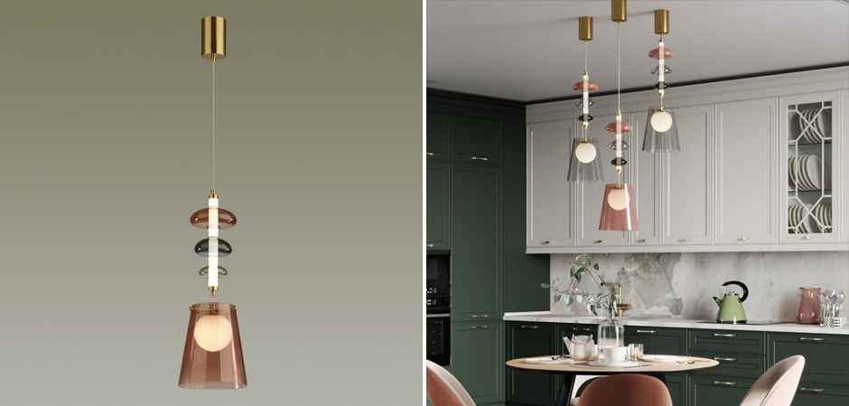 Подвесной светильник Contemporan Pink с цветным стеклом Подвесной светильник Contemporan Pink с цветным стеклом - Loft-Concept в Перми