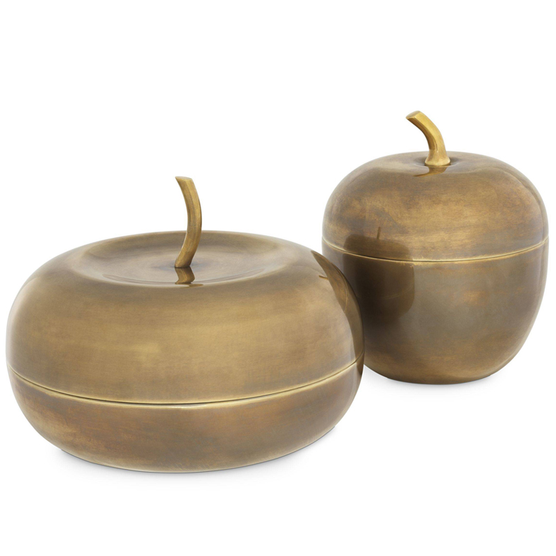 Комплект шкатулок Eichholtz Box Apple Set of 2 brass Винтажная латунь в Перми | Loft Concept 