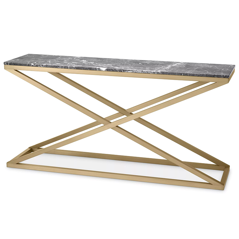 Консоль Eichholtz Console Table Criss Cross Латунь Серый в Перми | Loft Concept 