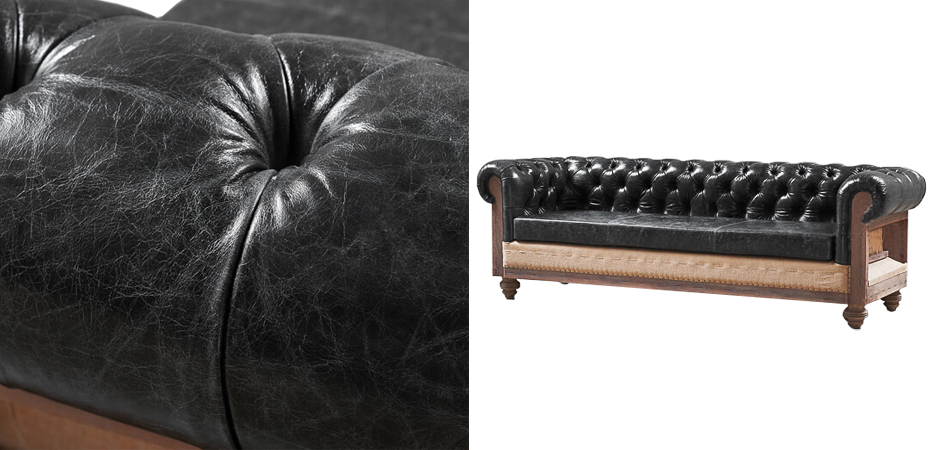 Диван Deconstructed Chesterfield Sofa triple Black leather Диван Deconstructed Chesterfield Sofa triple Black leather - Loft-Concept в Перми
