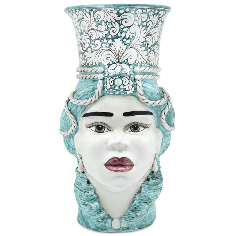 Ваза Vase Moro Lady Giant Ornate Malachite Бирюзовый Белый в Перми | Loft Concept 