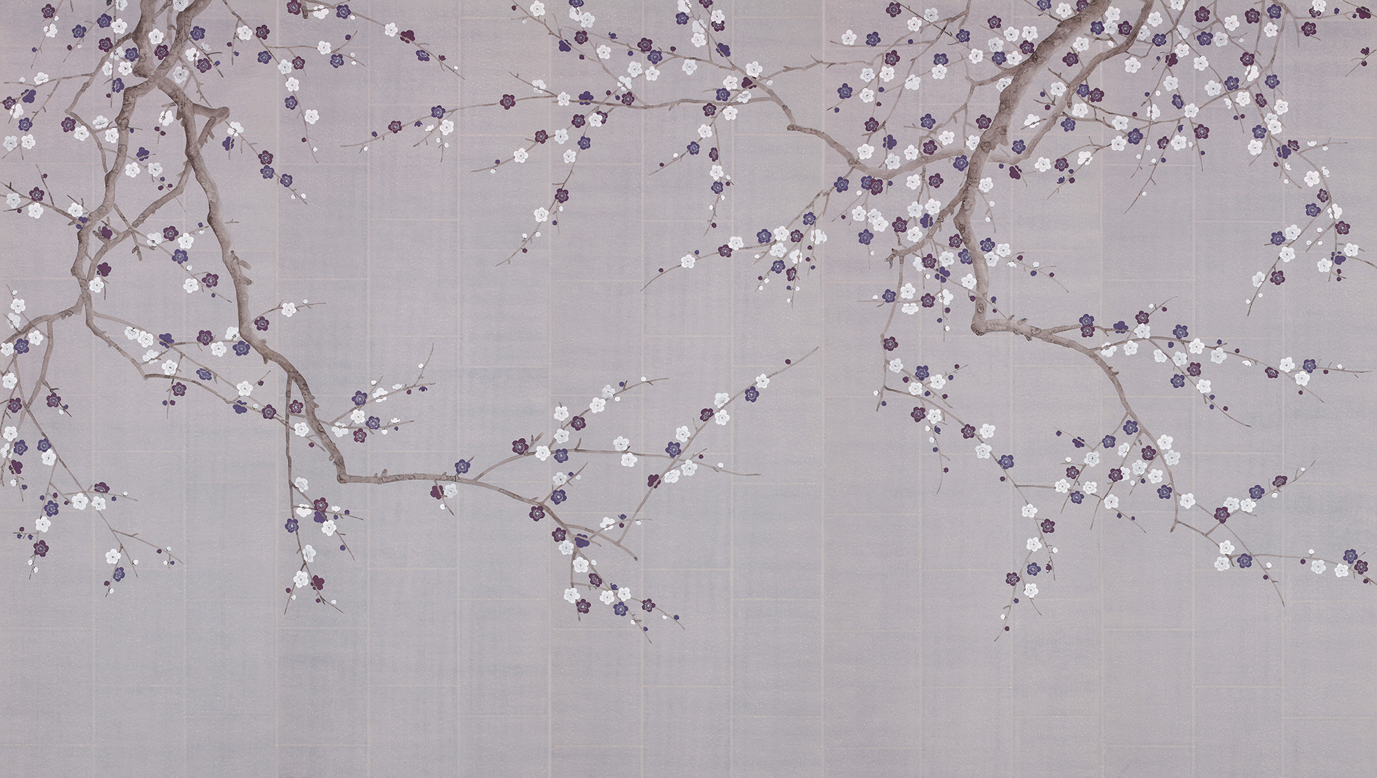 Обои ручная роспись Plum Blossom Lavender on Rich Mauve India tea paper Обои ручная роспись Plum Blossom Lavender on Rich Mauve India tea paper - постер Loft-Concept в Перми