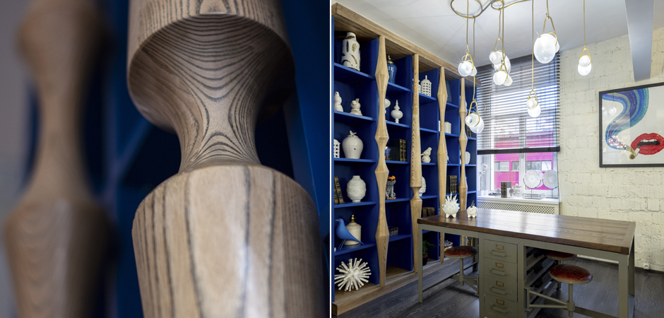 Стеллаж Oak Columns & Blue Стеллаж Oak Columns & Blue - Loft-Concept в Перми