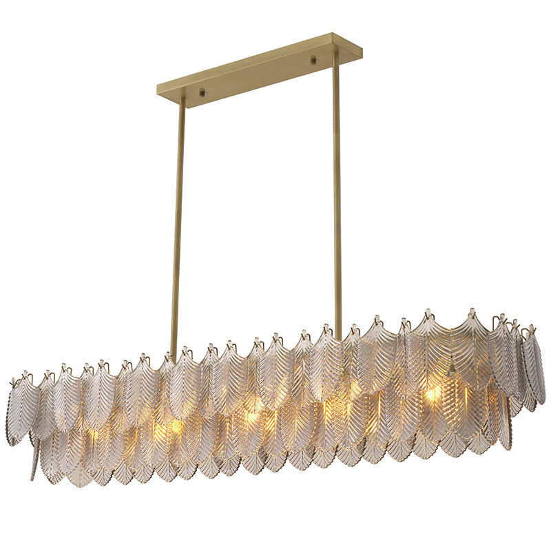 Люстра Eichholtz Chandelier Verbier Rectangular Стекло Смок Латунь в Перми | Loft Concept 