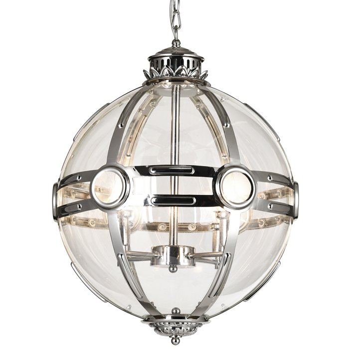 Люстра Eichholtz Lantern Hagerty Silver Прозрачное Стекло Хром в Перми | Loft Concept 