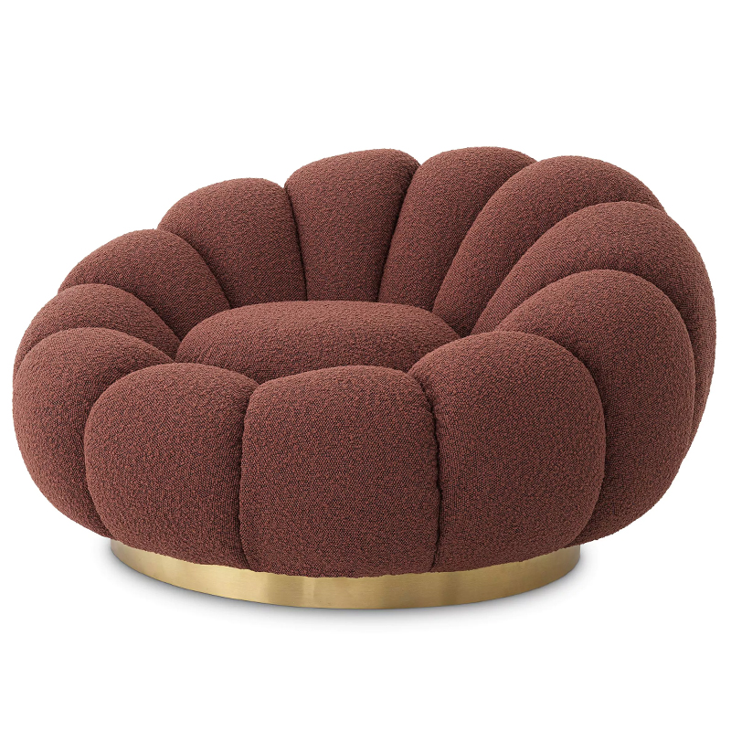 Кресло Eichholtz Swivel Chair Mello Boucle Rouge Бургундский красный Латунь в Перми | Loft Concept 