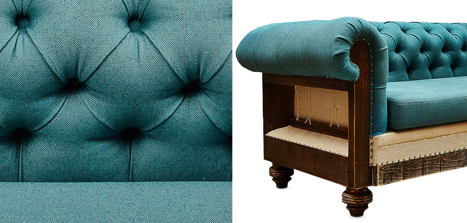 Диван Deconstructed Chesterfield Sofa triple turquoise Linen Диван Deconstructed Chesterfield Sofa triple turquoise Linen - Loft-Concept в Перми