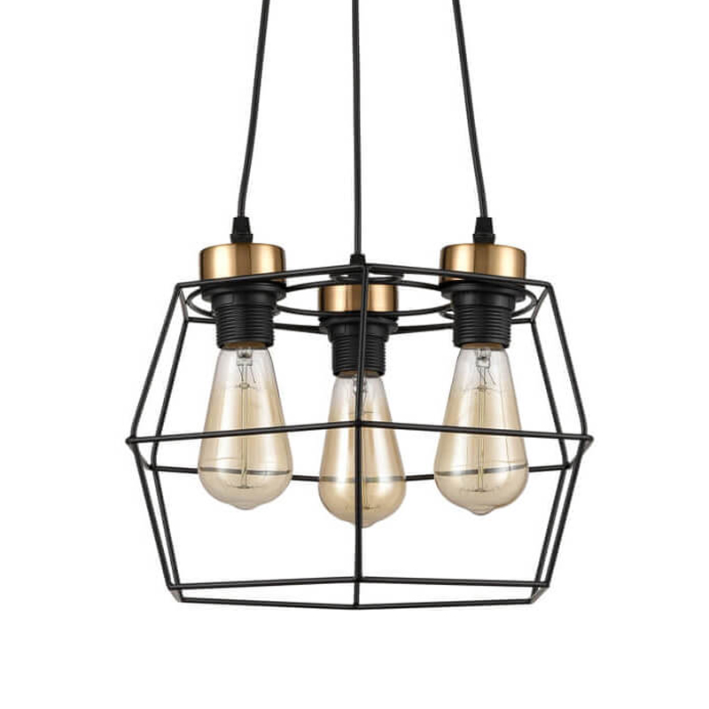 Люстра Loft Wire Cage Black lamp 3 Черный в Перми | Loft Concept 