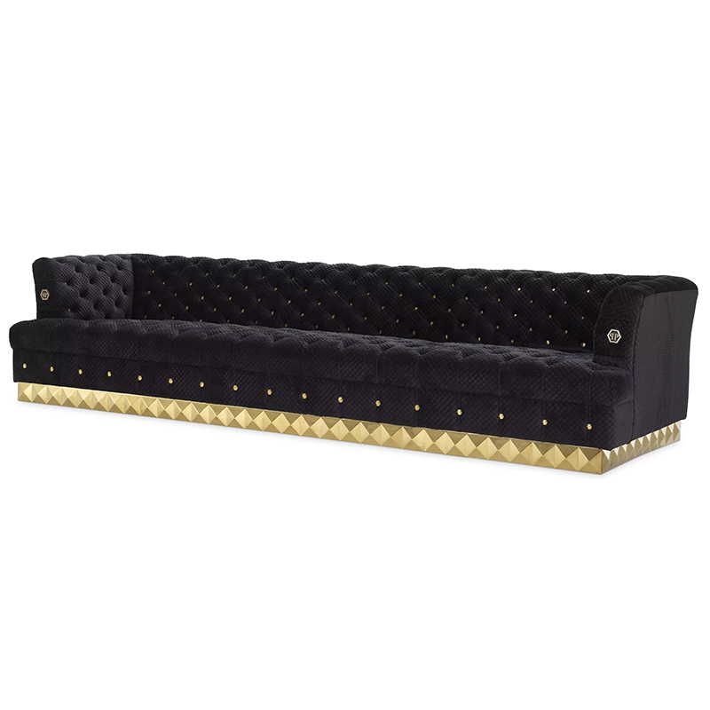 Диван Philipp Plein Sofa Rockstud L Черный Золотой в Перми | Loft Concept 