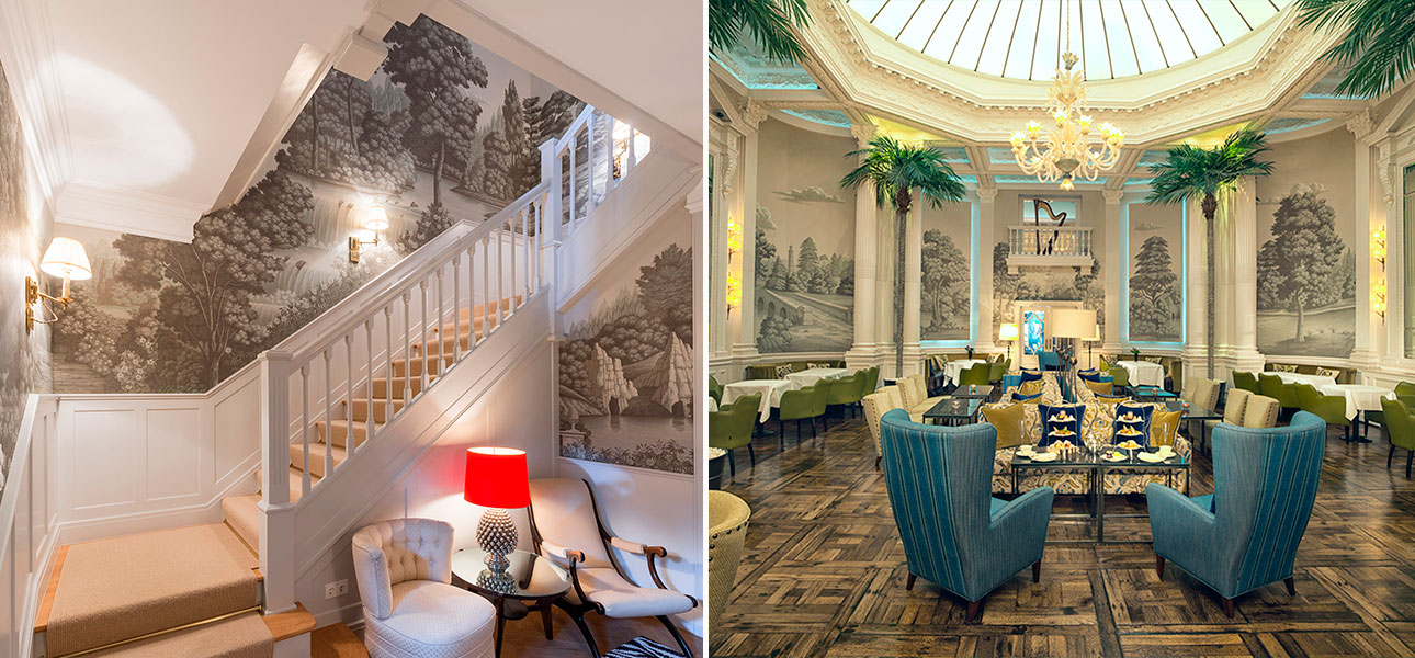 Обои ручная роспись English Landscape Crystal Grey on scenic paper - фото