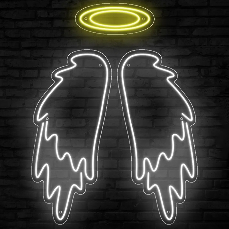 Неоновая настенная лампа White Wings Neon Wall Lamp Прозрачный Белый Желтый в Перми | Loft Concept 