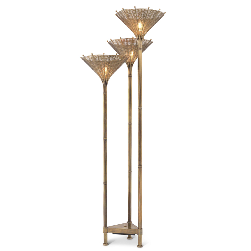 Торшер Eichholtz Floor Lamp Kon Tiki Triple Винтажная латунь в Перми | Loft Concept 