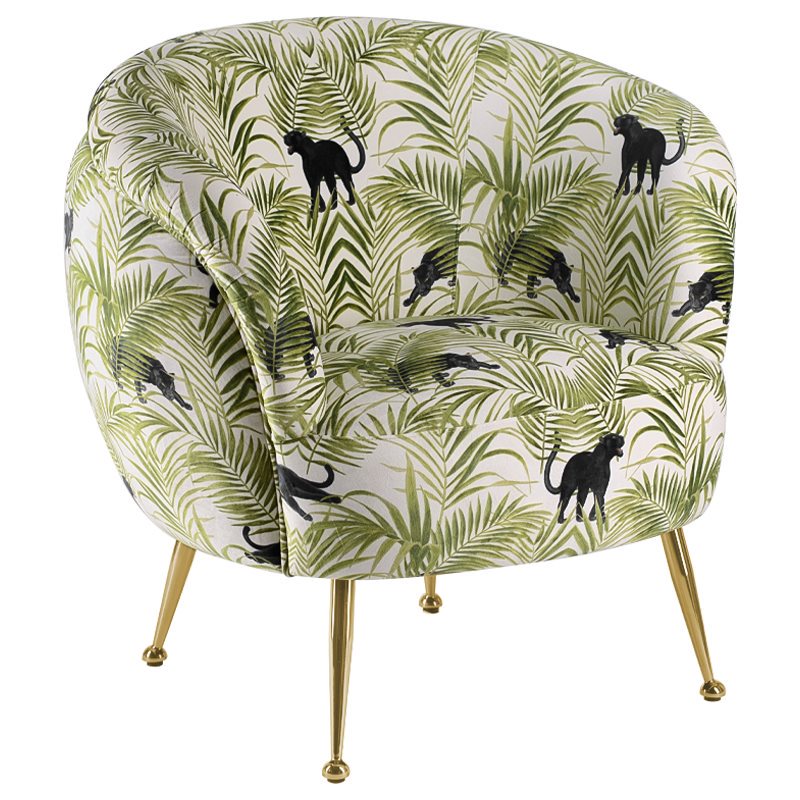 Кресло ARMCHAIR KELLIT Jungle Green Зеленый Глянцевое золото в Перми | Loft Concept 