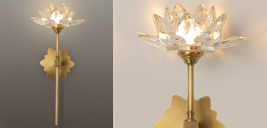 Настенный светильник Хрустальный Цветок Лотоса Lotus flower Wall Clear Glass C Настенный светильник Хрустальный Цветок Лотоса Lotus flower Wall Clear Glass C - Loft-Concept в Перми