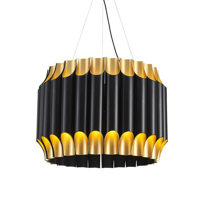 Люстра GALLIANO ROUND SUSPENSION LIGHT by DELIGHTFULL Black Золотой Черный в Перми | Loft Concept 