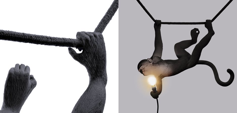 Подвесной светильник Seletti The Monkey Lamp Swing Black Подвесной светильник Seletti The Monkey Lamp Swing Black - Loft-Concept в Перми